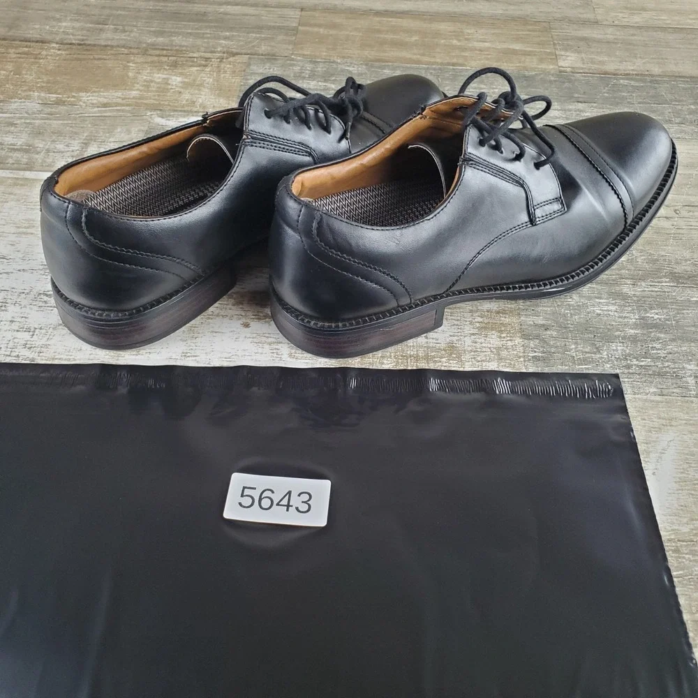 George Branford Mens Dress Oxford Shoes Sz 9.5 Black Leather Lace-Up Cap-Toe